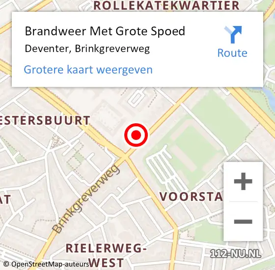 Locatie op kaart van de 112 melding: Brandweer Met Grote Spoed Naar Deventer, Brinkgreverweg op 5 november 2023 16:41