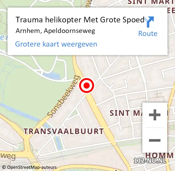 Locatie op kaart van de 112 melding: Trauma helikopter Met Grote Spoed Naar Arnhem, Apeldoornseweg op 5 november 2023 16:48