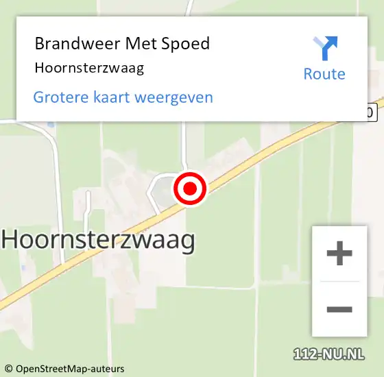 Locatie op kaart van de 112 melding: Brandweer Met Spoed Naar Hoornsterzwaag op 5 november 2023 17:06