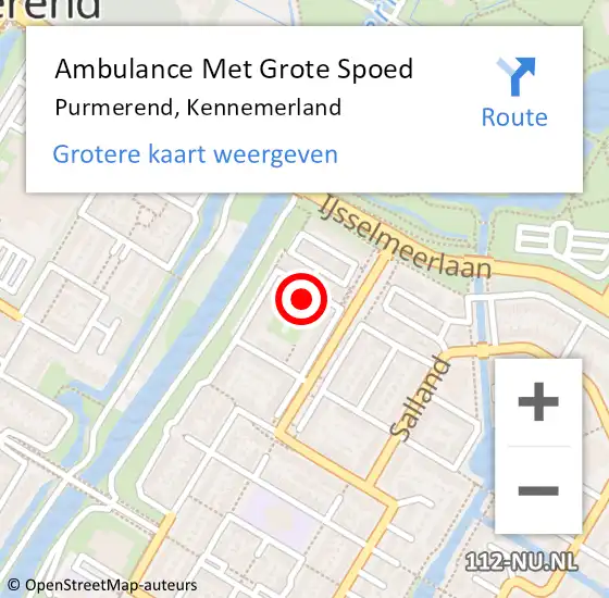 Locatie op kaart van de 112 melding: Ambulance Met Grote Spoed Naar Purmerend, Kennemerland op 5 november 2023 17:40