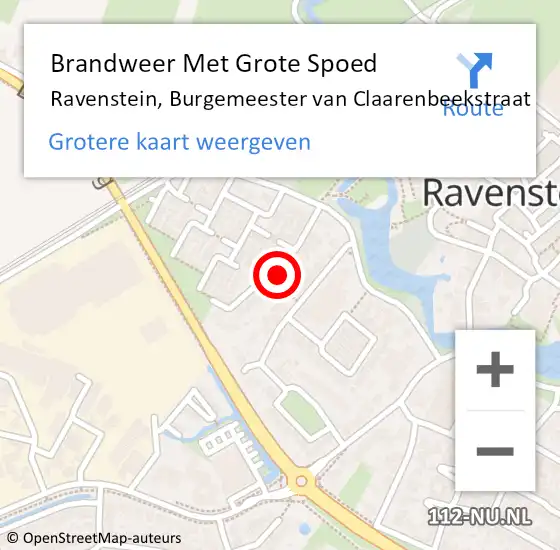 Locatie op kaart van de 112 melding: Brandweer Met Grote Spoed Naar Ravenstein, Burgemeester van Claarenbeekstraat op 5 november 2023 18:10