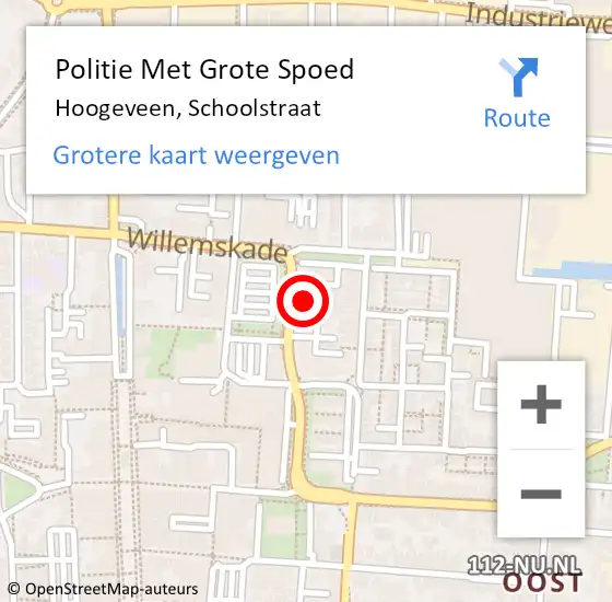 Locatie op kaart van de 112 melding: Politie Met Grote Spoed Naar Hoogeveen, Schoolstraat op 5 november 2023 18:58
