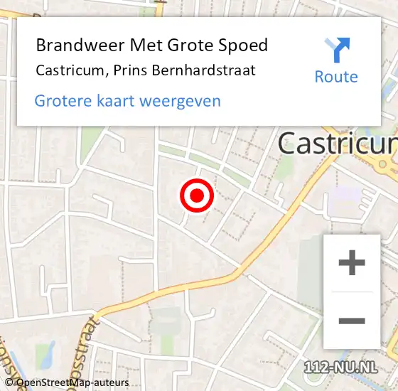 Locatie op kaart van de 112 melding: Brandweer Met Grote Spoed Naar Castricum, Prins Bernhardstraat op 5 november 2023 19:48