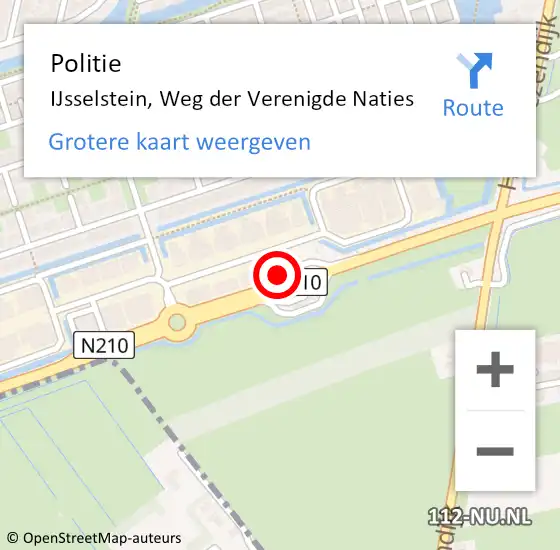 Locatie op kaart van de 112 melding: Politie IJsselstein, Weg der Verenigde Naties op 5 november 2023 20:16