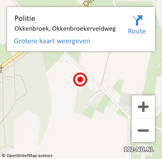 Locatie op kaart van de 112 melding: Politie Okkenbroek, Okkenbroekerveldweg op 5 november 2023 20:43