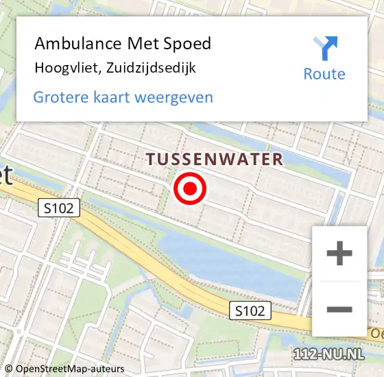 Locatie op kaart van de 112 melding: Ambulance Met Spoed Naar Hoogvliet, Zuidzijdsedijk op 5 november 2023 22:12