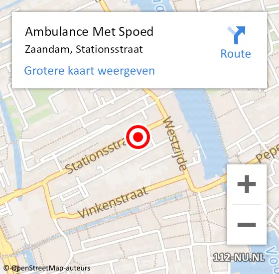 Locatie op kaart van de 112 melding: Ambulance Met Spoed Naar Zaandam, Stationsstraat op 5 november 2023 22:32