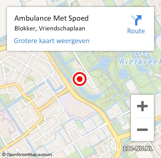 Locatie op kaart van de 112 melding: Ambulance Met Spoed Naar Blokker, Vriendschaplaan op 5 november 2023 23:39