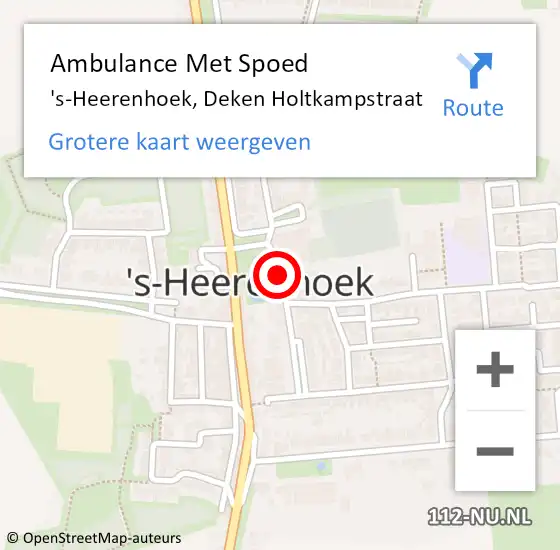 Locatie op kaart van de 112 melding: Ambulance Met Spoed Naar 's-Heerenhoek, Deken Holtkampstraat op 14 september 2014 09:51