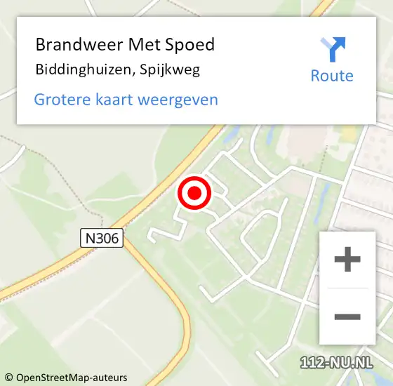 Locatie op kaart van de 112 melding: Brandweer Met Spoed Naar Biddinghuizen, Spijkweg op 6 november 2023 00:19