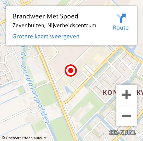 Locatie op kaart van de 112 melding: Brandweer Met Spoed Naar Zevenhuizen, Nijverheidscentrum op 6 november 2023 00:55