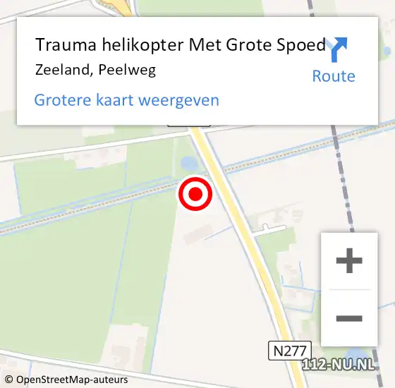 Locatie op kaart van de 112 melding: Trauma helikopter Met Grote Spoed Naar Zeeland, Peelweg op 6 november 2023 01:58