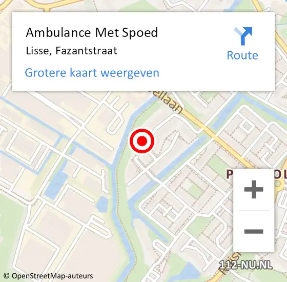 Locatie op kaart van de 112 melding: Ambulance Met Spoed Naar Lisse, Fazantstraat op 6 november 2023 02:40