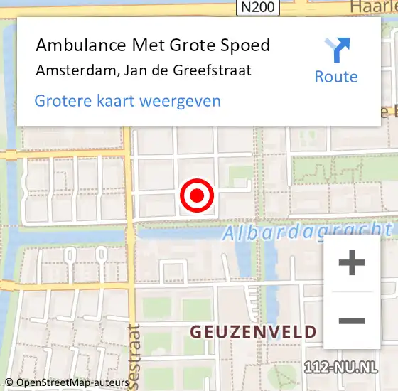 Locatie op kaart van de 112 melding: Ambulance Met Grote Spoed Naar Amsterdam, Jan de Greefstraat op 6 november 2023 03:16