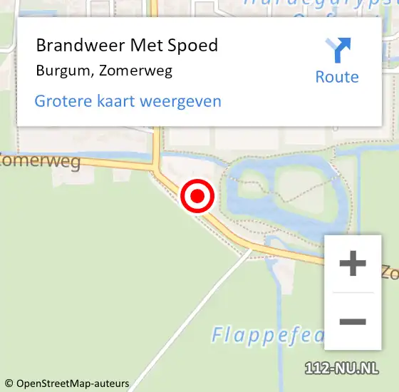 Locatie op kaart van de 112 melding: Brandweer Met Spoed Naar Burgum, Zomerweg op 6 november 2023 07:56