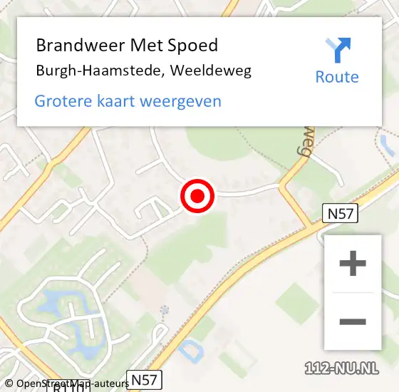 Locatie op kaart van de 112 melding: Brandweer Met Spoed Naar Burgh-Haamstede, Weeldeweg op 6 november 2023 09:07