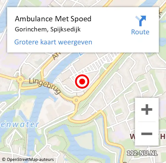 Locatie op kaart van de 112 melding: Ambulance Met Spoed Naar Gorinchem, Spijksedijk op 6 november 2023 09:25