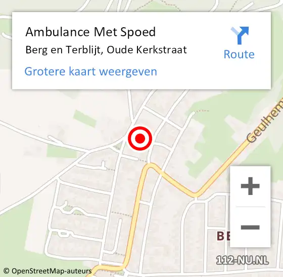 Locatie op kaart van de 112 melding: Ambulance Met Spoed Naar Berg en Terblijt, Oude Kerkstraat op 6 november 2023 10:07