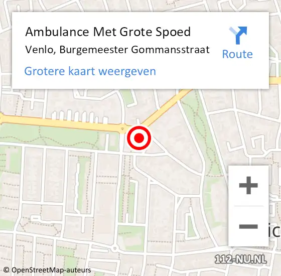 Locatie op kaart van de 112 melding: Ambulance Met Grote Spoed Naar Venlo, Burgemeester Gommansstraat op 6 november 2023 10:32