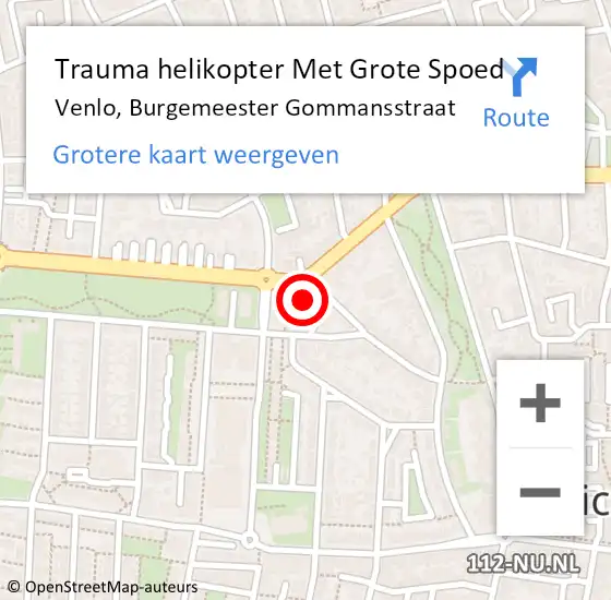 Locatie op kaart van de 112 melding: Trauma helikopter Met Grote Spoed Naar Venlo, Burgemeester Gommansstraat op 6 november 2023 10:33