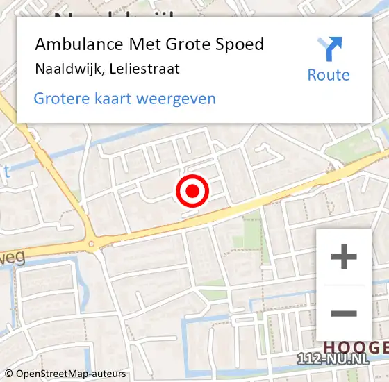 Locatie op kaart van de 112 melding: Ambulance Met Grote Spoed Naar Naaldwijk, Leliestraat op 6 november 2023 10:36
