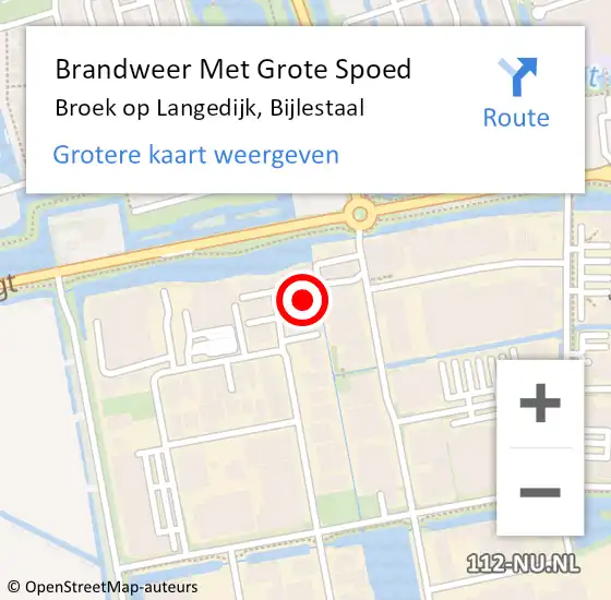 Locatie op kaart van de 112 melding: Brandweer Met Grote Spoed Naar Broek op Langedijk, Bijlestaal op 6 november 2023 11:12