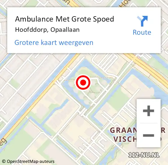 Locatie op kaart van de 112 melding: Ambulance Met Grote Spoed Naar Hoofddorp, Opaallaan op 6 november 2023 11:15