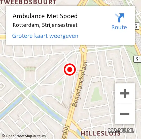 Locatie op kaart van de 112 melding: Ambulance Met Spoed Naar Rotterdam, Strijensestraat op 6 november 2023 11:17
