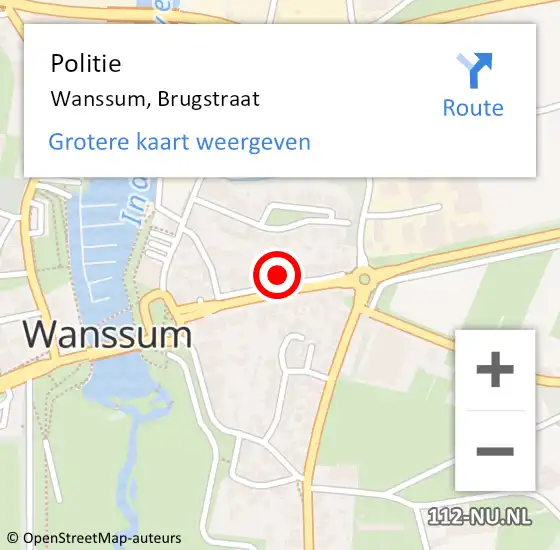 Locatie op kaart van de 112 melding: Politie Wanssum, Brugstraat op 6 november 2023 12:38