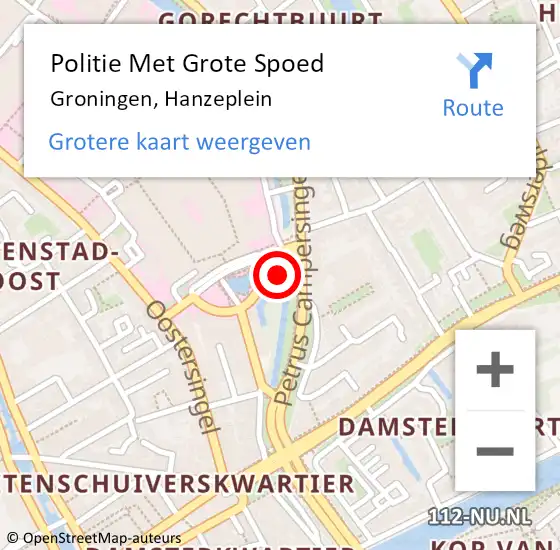 Locatie op kaart van de 112 melding: Politie Met Grote Spoed Naar Groningen, Hanzeplein op 6 november 2023 12:59