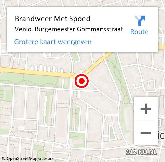 Locatie op kaart van de 112 melding: Brandweer Met Spoed Naar Venlo, Burgemeester Gommansstraat op 6 november 2023 13:30