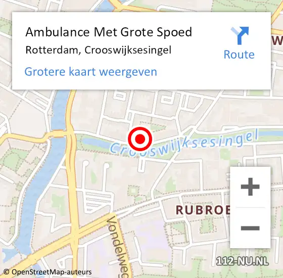 Locatie op kaart van de 112 melding: Ambulance Met Grote Spoed Naar Rotterdam, Crooswijksesingel op 6 november 2023 14:06