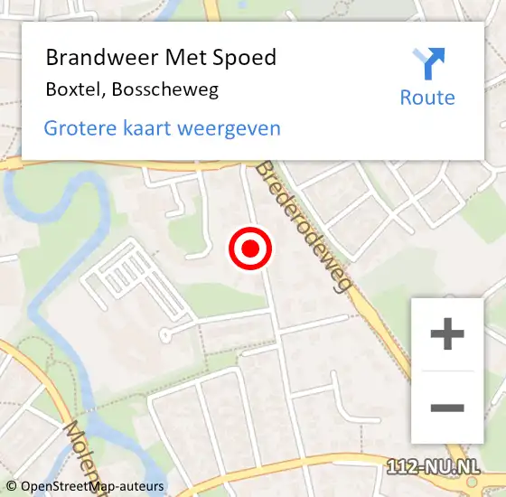 Locatie op kaart van de 112 melding: Brandweer Met Spoed Naar Boxtel, Bosscheweg op 6 november 2023 14:12