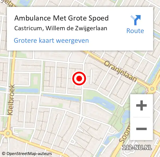 Locatie op kaart van de 112 melding: Ambulance Met Grote Spoed Naar Castricum, Willem de Zwijgerlaan op 6 november 2023 14:14