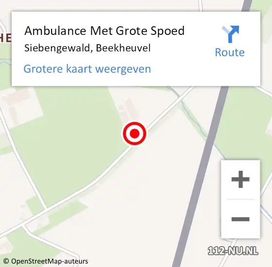 Locatie op kaart van de 112 melding: Ambulance Met Grote Spoed Naar Siebengewald, Beekheuvel op 6 november 2023 14:20