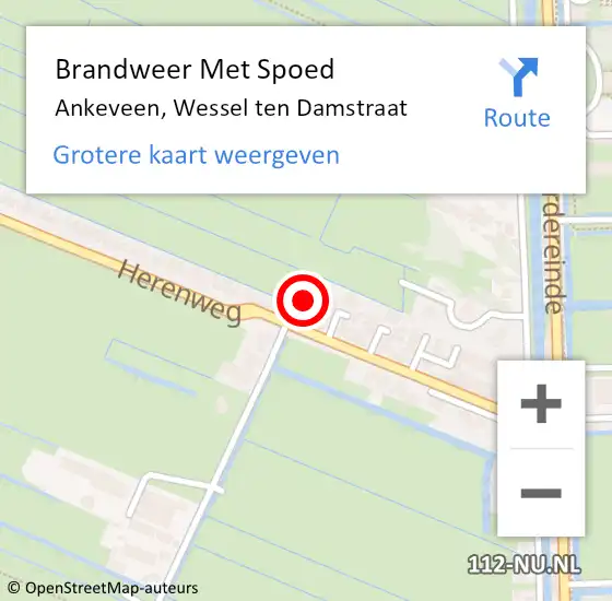Locatie op kaart van de 112 melding: Brandweer Met Spoed Naar Ankeveen, Wessel ten Damstraat op 6 november 2023 15:10