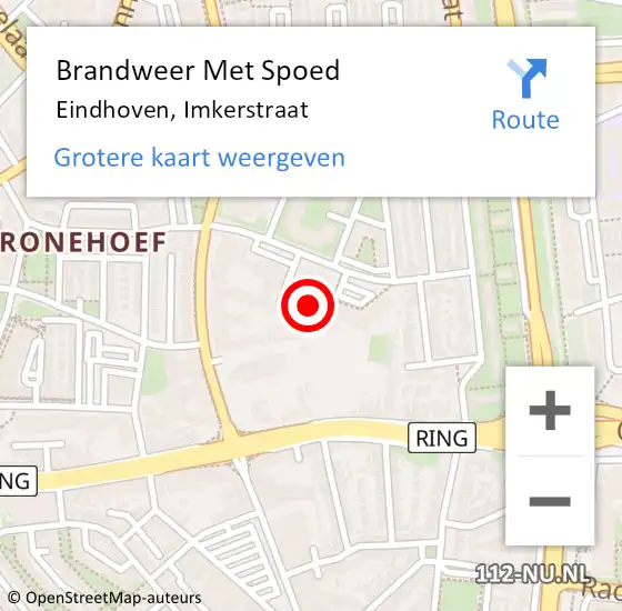 Locatie op kaart van de 112 melding: Brandweer Met Spoed Naar Eindhoven, Imkerstraat op 6 november 2023 15:24