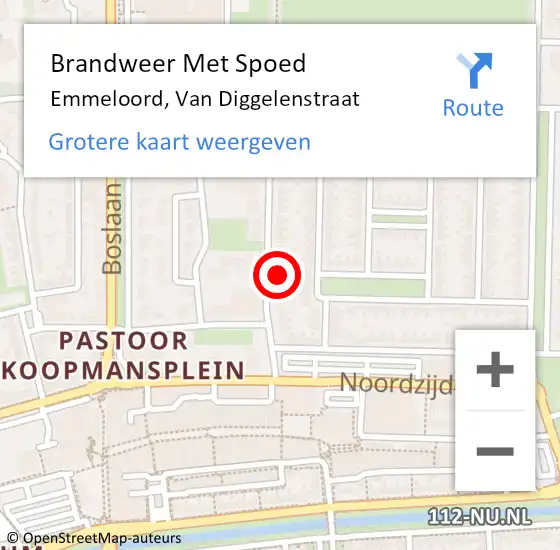 Locatie op kaart van de 112 melding: Brandweer Met Spoed Naar Emmeloord, Van Diggelenstraat op 6 november 2023 15:33