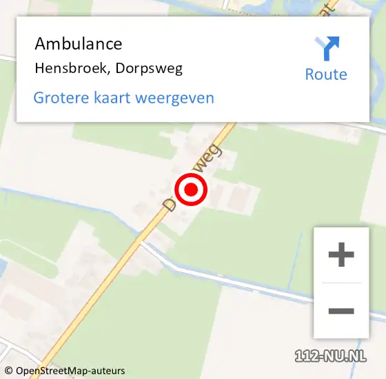 Locatie op kaart van de 112 melding: Ambulance Hensbroek, Dorpsweg op 6 november 2023 15:36