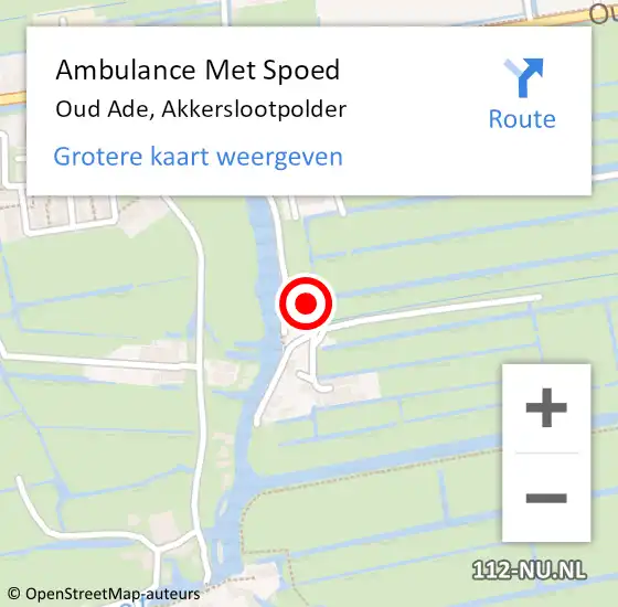 Locatie op kaart van de 112 melding: Ambulance Met Spoed Naar Oud Ade, Akkerslootpolder op 14 september 2014 11:29