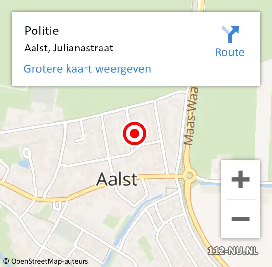 Locatie op kaart van de 112 melding: Politie Aalst, Julianastraat op 6 november 2023 16:18