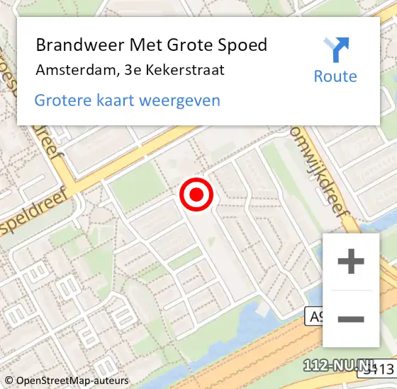 Locatie op kaart van de 112 melding: Brandweer Met Grote Spoed Naar Amsterdam, 3e Kekerstraat op 6 november 2023 16:36