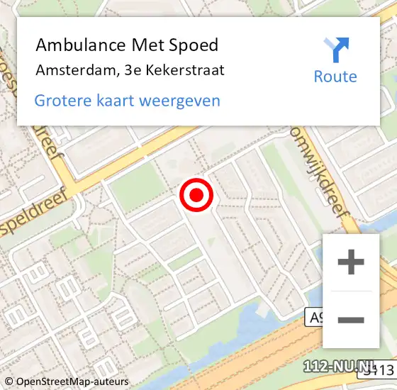 Locatie op kaart van de 112 melding: Ambulance Met Spoed Naar Amsterdam, 3e Kekerstraat op 6 november 2023 16:37