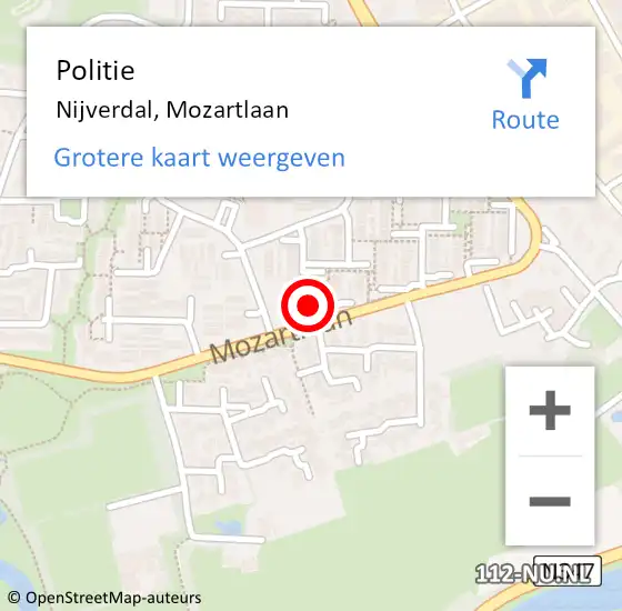 Locatie op kaart van de 112 melding: Politie Nijverdal, Mozartlaan op 6 november 2023 16:49