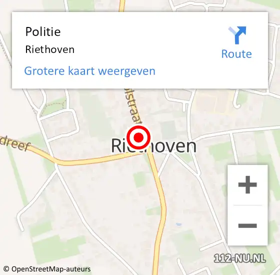 Locatie op kaart van de 112 melding: Politie Riethoven op 6 november 2023 16:52