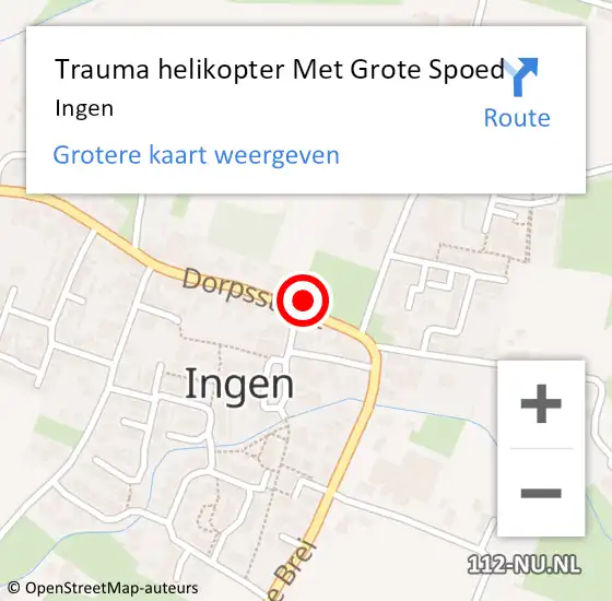 Locatie op kaart van de 112 melding: Trauma helikopter Met Grote Spoed Naar Ingen op 6 november 2023 17:40
