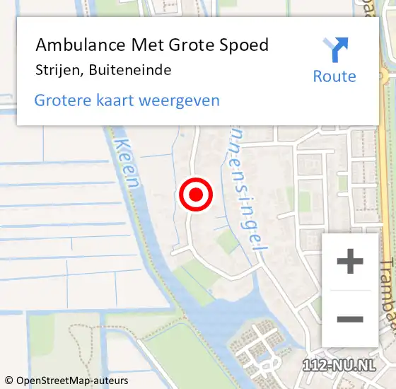 Locatie op kaart van de 112 melding: Ambulance Met Grote Spoed Naar Strijen, Buiteneinde op 6 november 2023 17:50