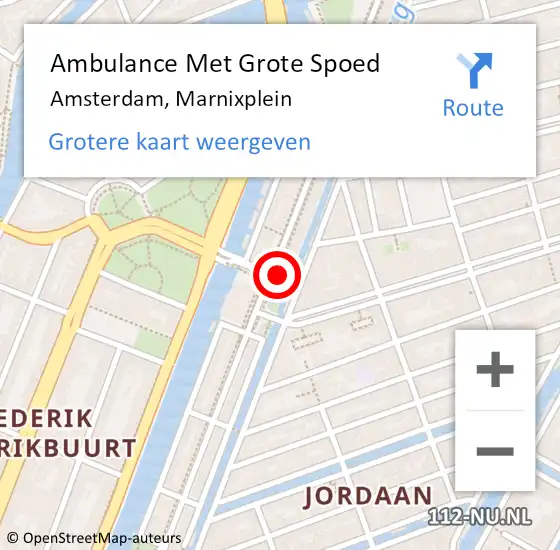 Locatie op kaart van de 112 melding: Ambulance Met Grote Spoed Naar Amsterdam, Marnixplein op 6 november 2023 18:06