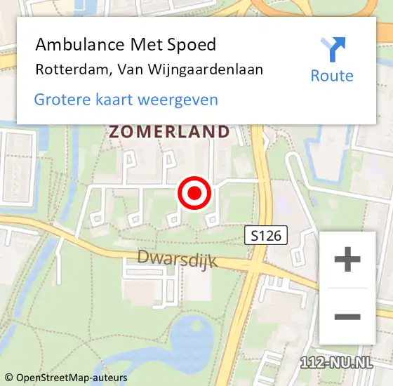 Locatie op kaart van de 112 melding: Ambulance Met Spoed Naar Rotterdam, Van Wijngaardenlaan op 6 november 2023 19:50