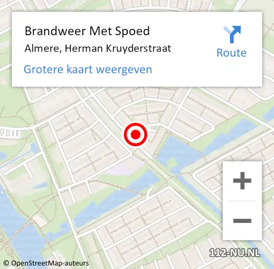 Locatie op kaart van de 112 melding: Brandweer Met Spoed Naar Almere, Herman Kruyderstraat op 6 november 2023 19:51